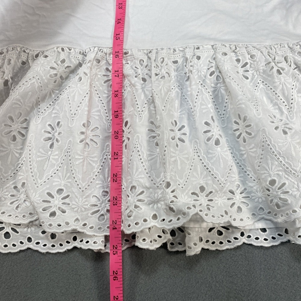Kate Spade Broome Street Tunic XL White Floral Eyelet Ruffle Hem Cottagecore - Picture 5 of 8